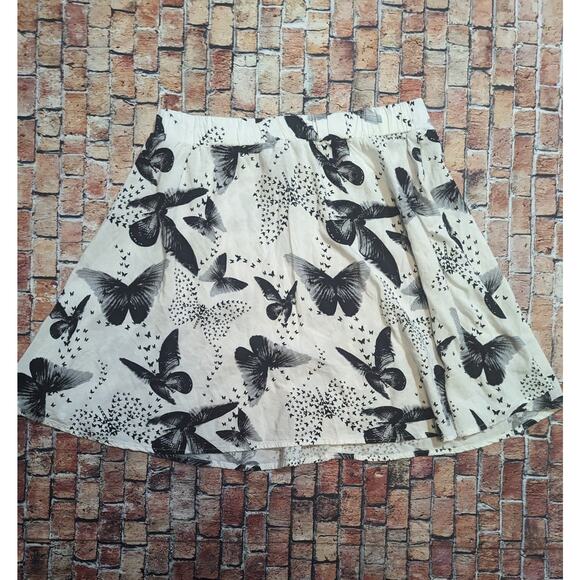 Midnight Hour Black & White Butterfly Print Skirt size M - Picture 5 of 6